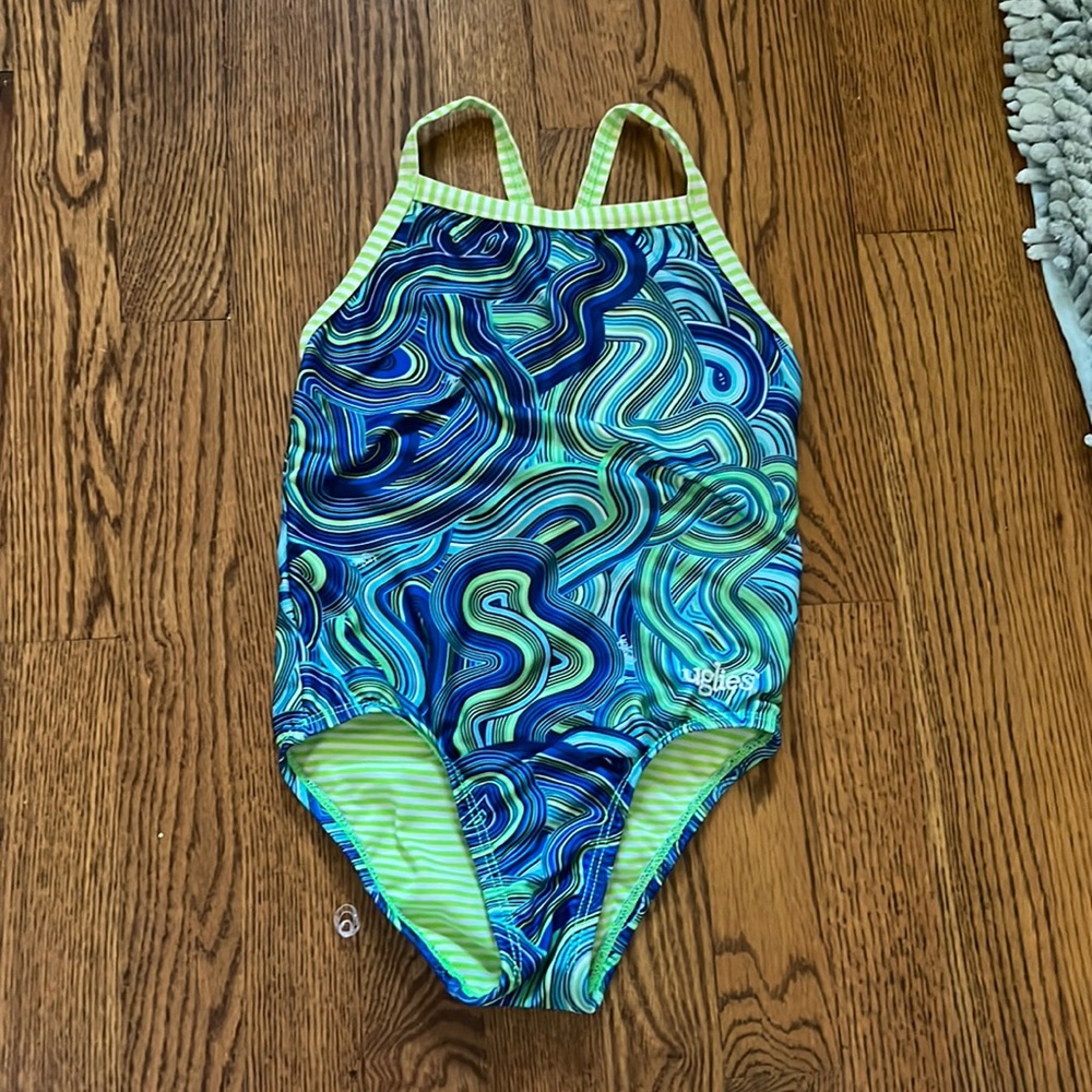 Swirly different shades of green and blue uglies swimsuit